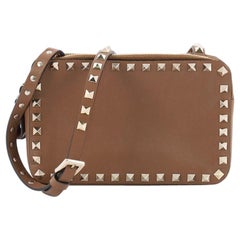 Valentino Rockstud Double Zip Compartment Crossbody Bag Leather Small 