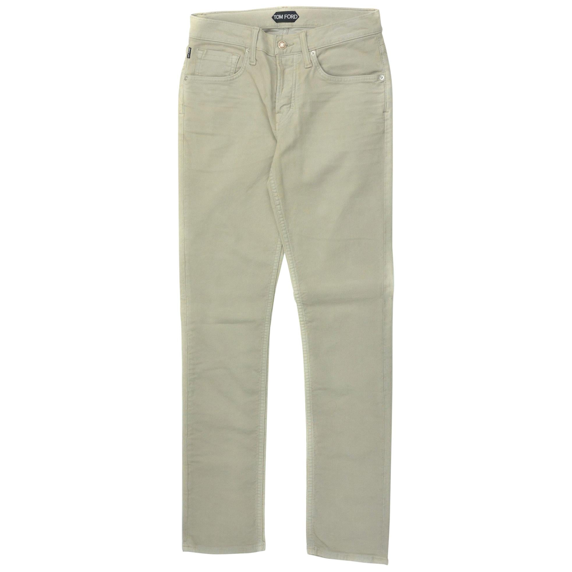 Tom Ford Men's Light Grey Cotton Slim Fit Jeans For Sale
