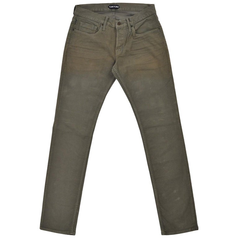 Tom Ford Mens Light Olive Green Straight Fit Jeans For Sale at 1stDibs