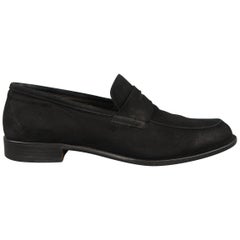 Retro BRUNO MAGLI Size 10.5 Black Suede Penny Loafers Shoes