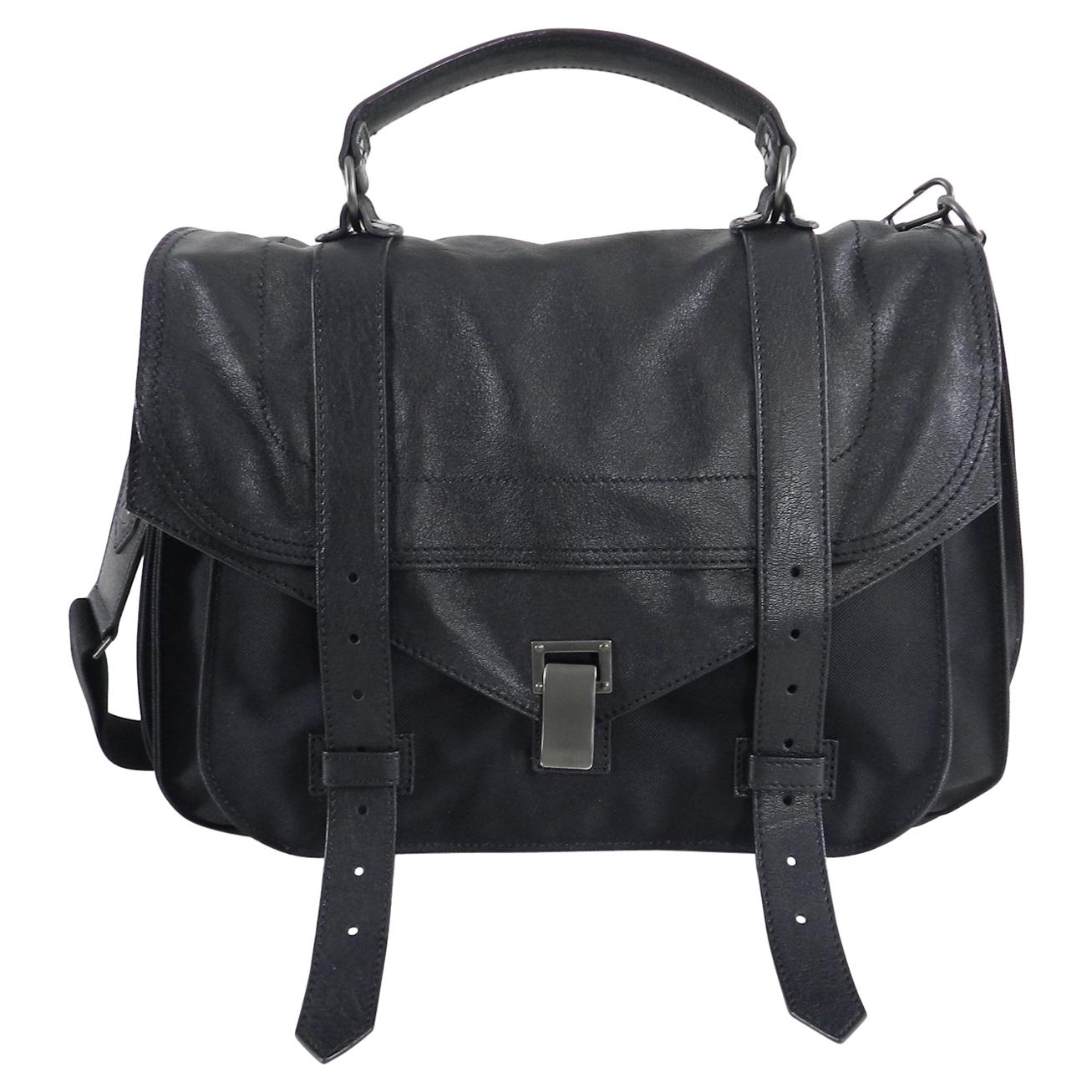 Proenza Schouler PS1 Extra Large Black Leather and Nylon Bag