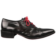 Gianni Barbato Black Leather Pointed Toe Heeled Lace Up dress shoes