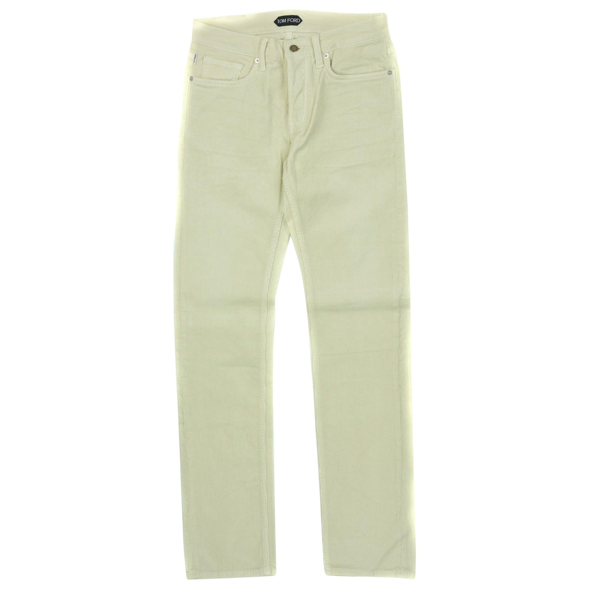 Tom Ford Men's Cream Corduroy Straight Fit Jeans For Sale