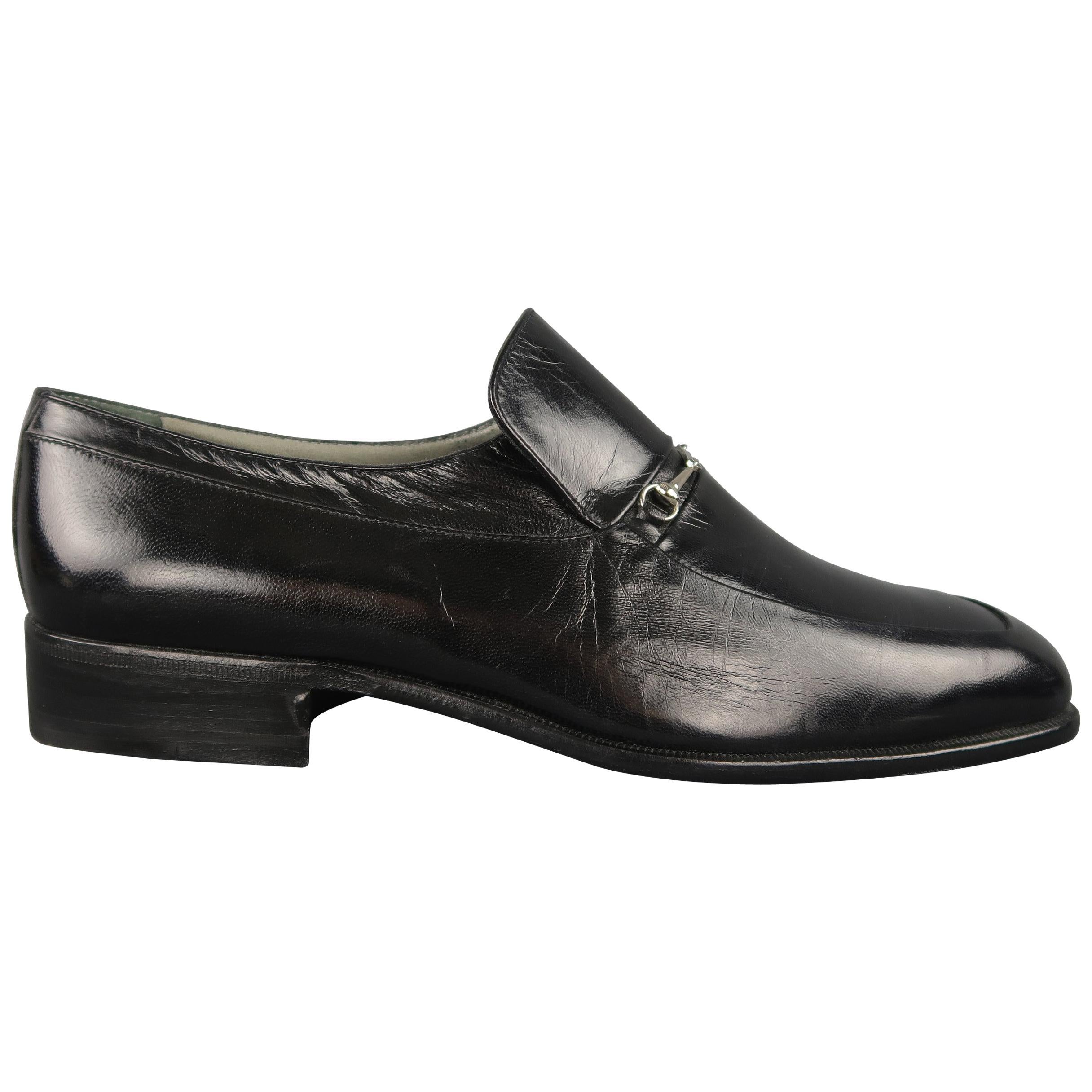 Moreschi Dress shoes - Black Leather Apron Toe Silver Hardware Loafers