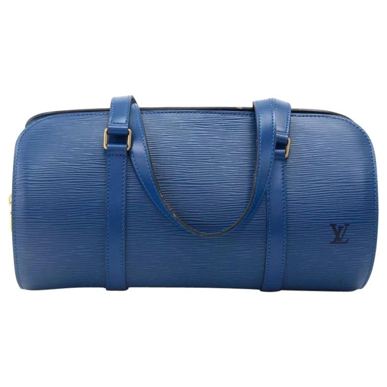 Vintage Louis Vuitton Soufflot Blue Epi Leather Handbag For Sale