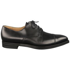 Crockett & Jones Black Leather Cap Toe Lace Up Dress Shoes