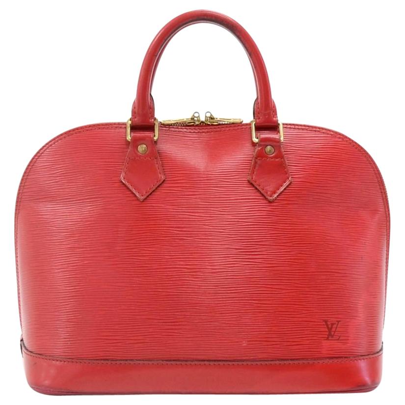Vintage Louis Vuitton Alma Carmine Red Epi Leather Hand Bag For Sale