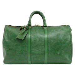 Used Louis Vuitton Keepall 45 Green Epi Leather Duffle Travel Bag