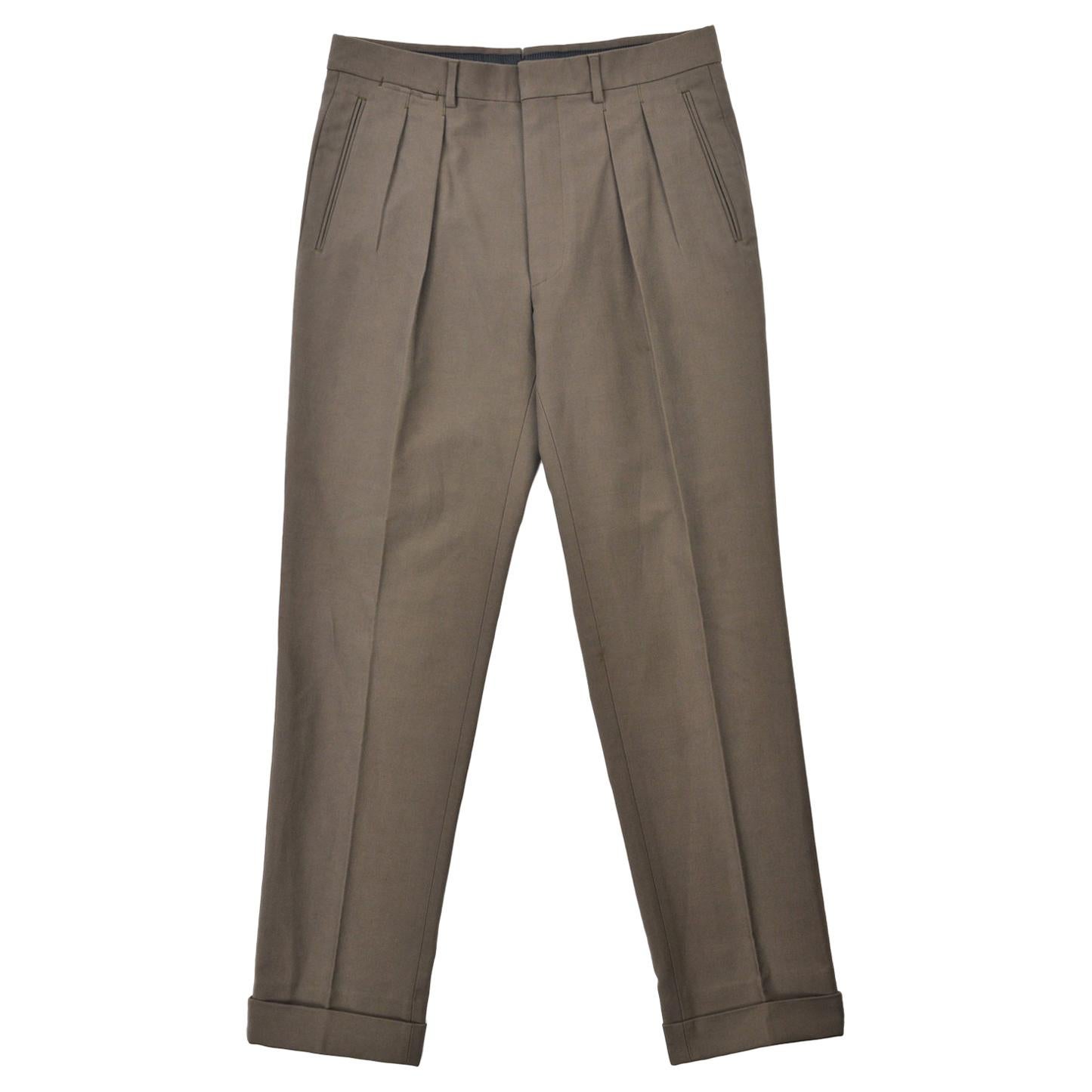 Tom Ford Men's Olive Green Pleated Front Trousers For Sale