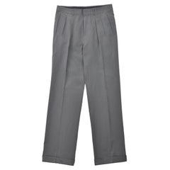 Tom Ford Men's Grey Silk Pleated Straight Trousers