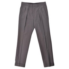 Tom Ford Men's Grey Cotton Pleated Front Trousers