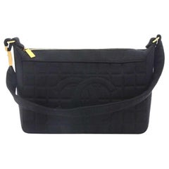 Chanel Black Cotton CC Logo Shoulder Bag