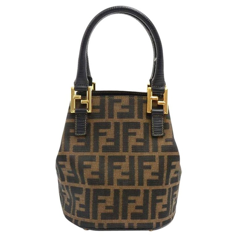 fendi tobacco monogram Vintage Fendi Tobacco Zucca Monogram Canvas Mini Bucket Bag