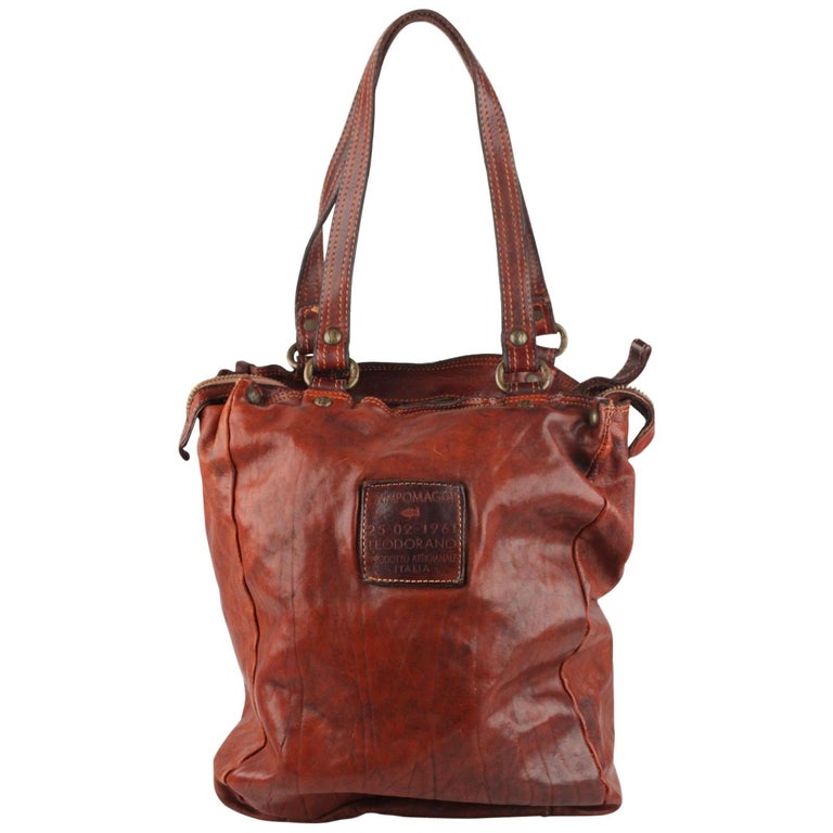 Campomaggi Teodorano Brown Leather Tote Shopping Bag For Sale at 1stdibs