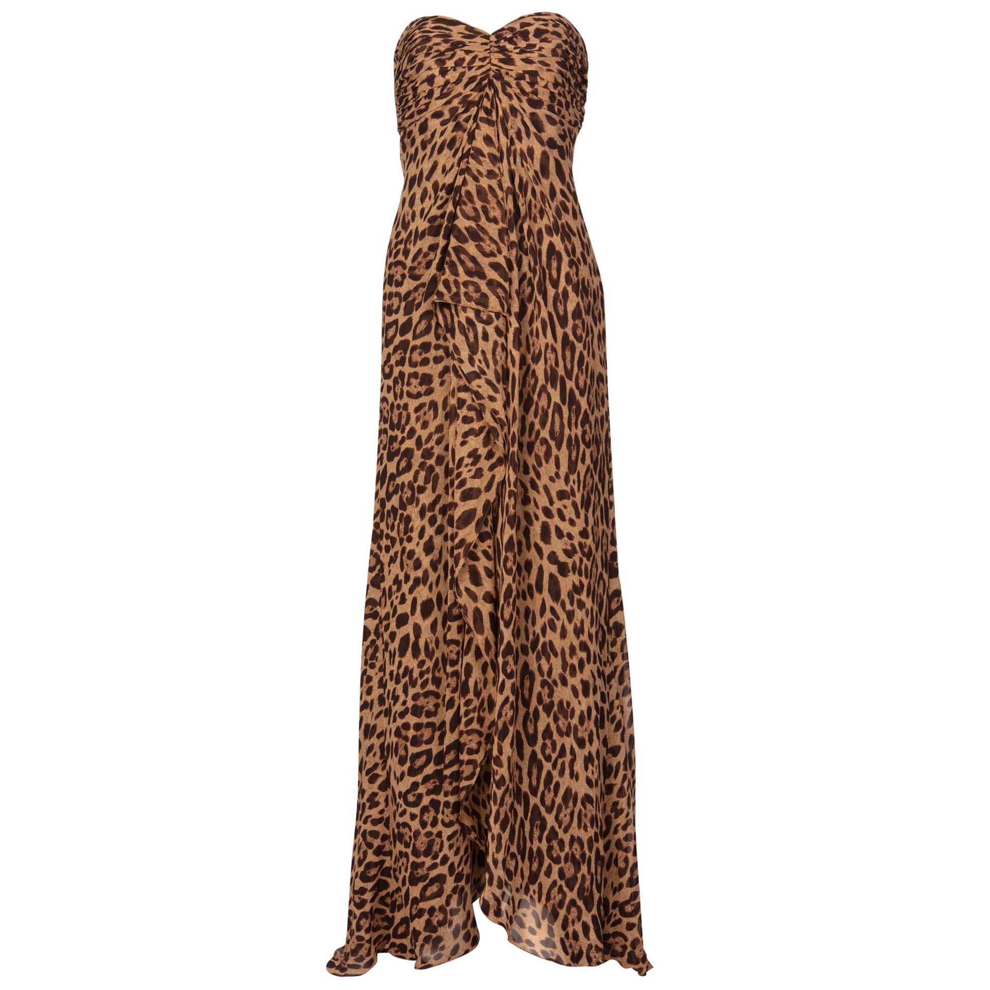 strapless charmeuse dress with lattice side panels