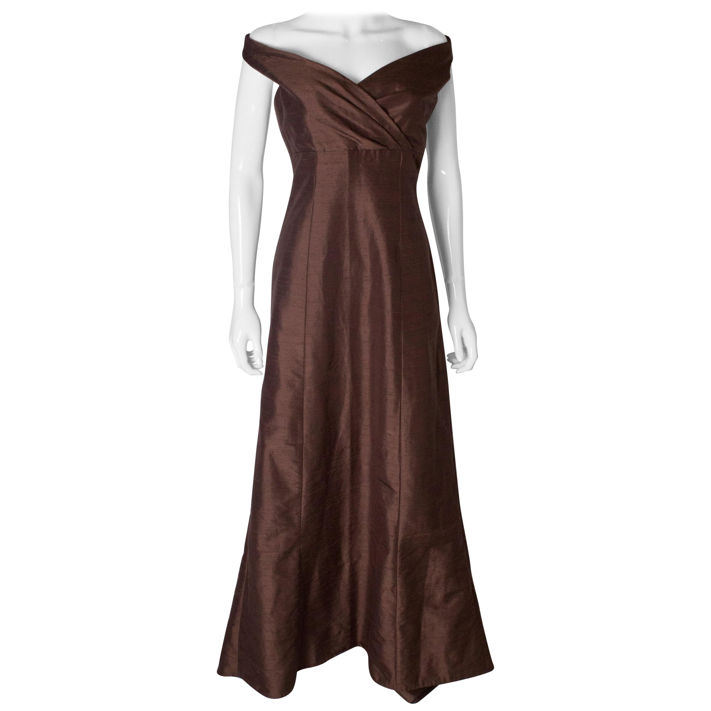 Brown Silk Vintage Gown For Sale