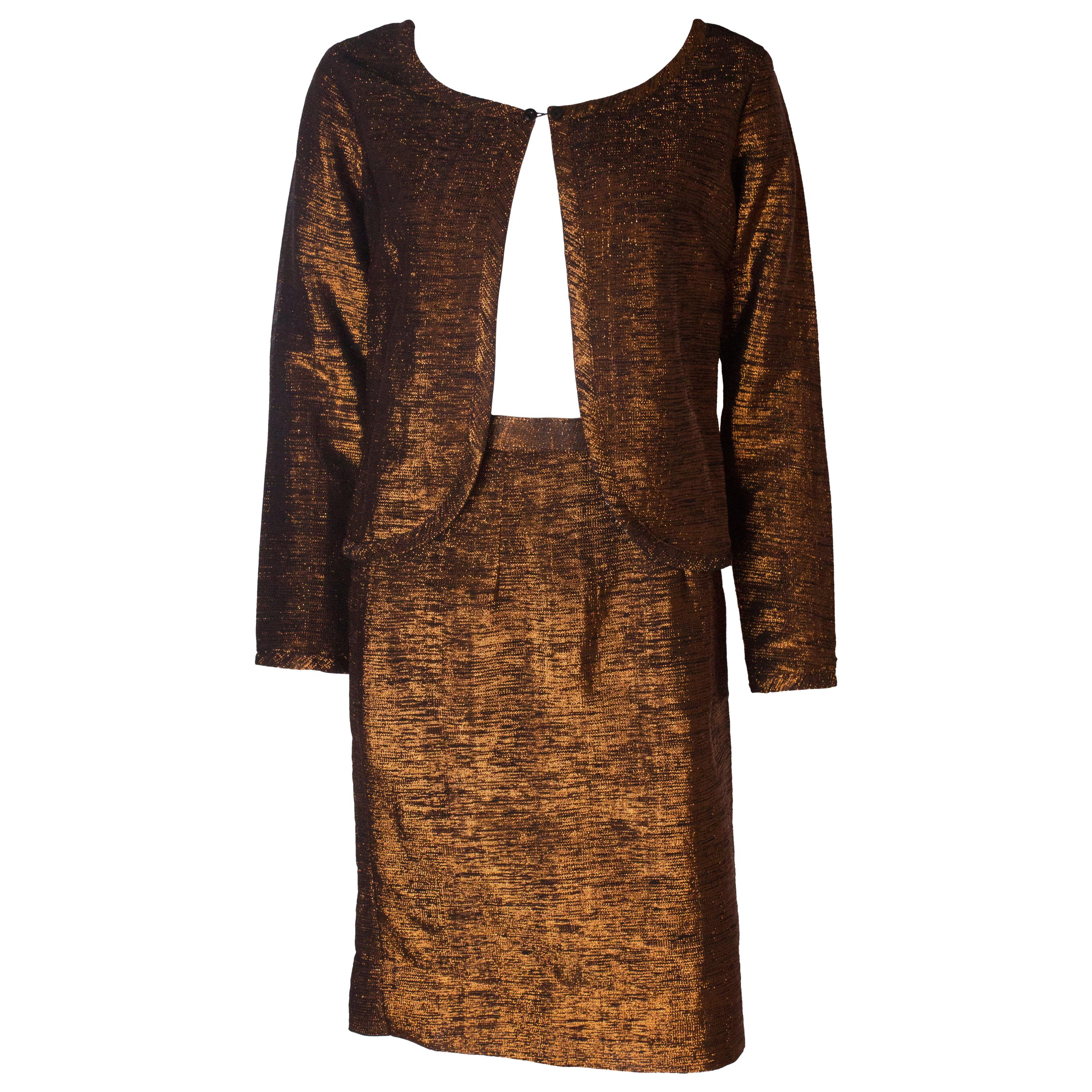Bronze Vintage Cocktail Skirt Suit For Sale