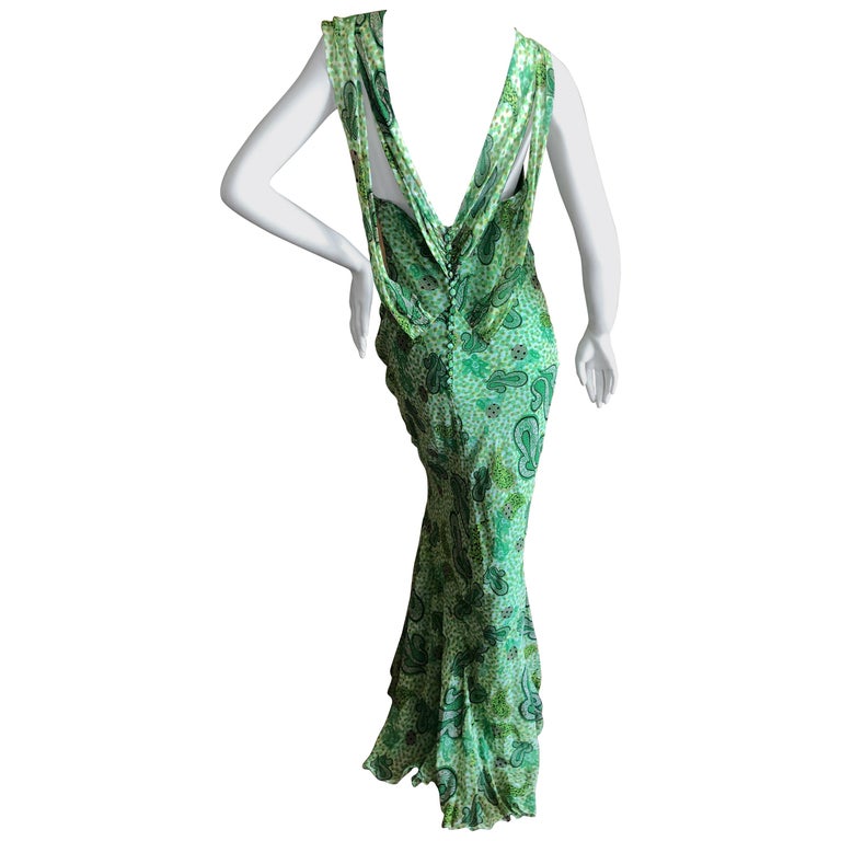 John Galliano 1990's Silk Jacquard Bias Cut Evening Dress w Piano ...