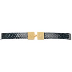 COURREGES Black Patent Snakeskin Leather Turn Lock Closure Waist Belt