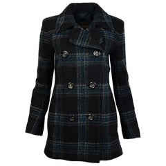 Louis Vuitton Navy Blue Wool Tartan Plaid Double Breasted Jacket