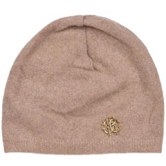 Roberto Cavalli Womens Light Brown Thin Knit Cashmere Hat