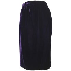 Vintage Ungaro Parallele Paris Long Purple Velvet Skirt with Pockets, 1980s 
