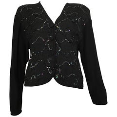 Ungaro Black Knit with Sequin Cardigan, 1990s 