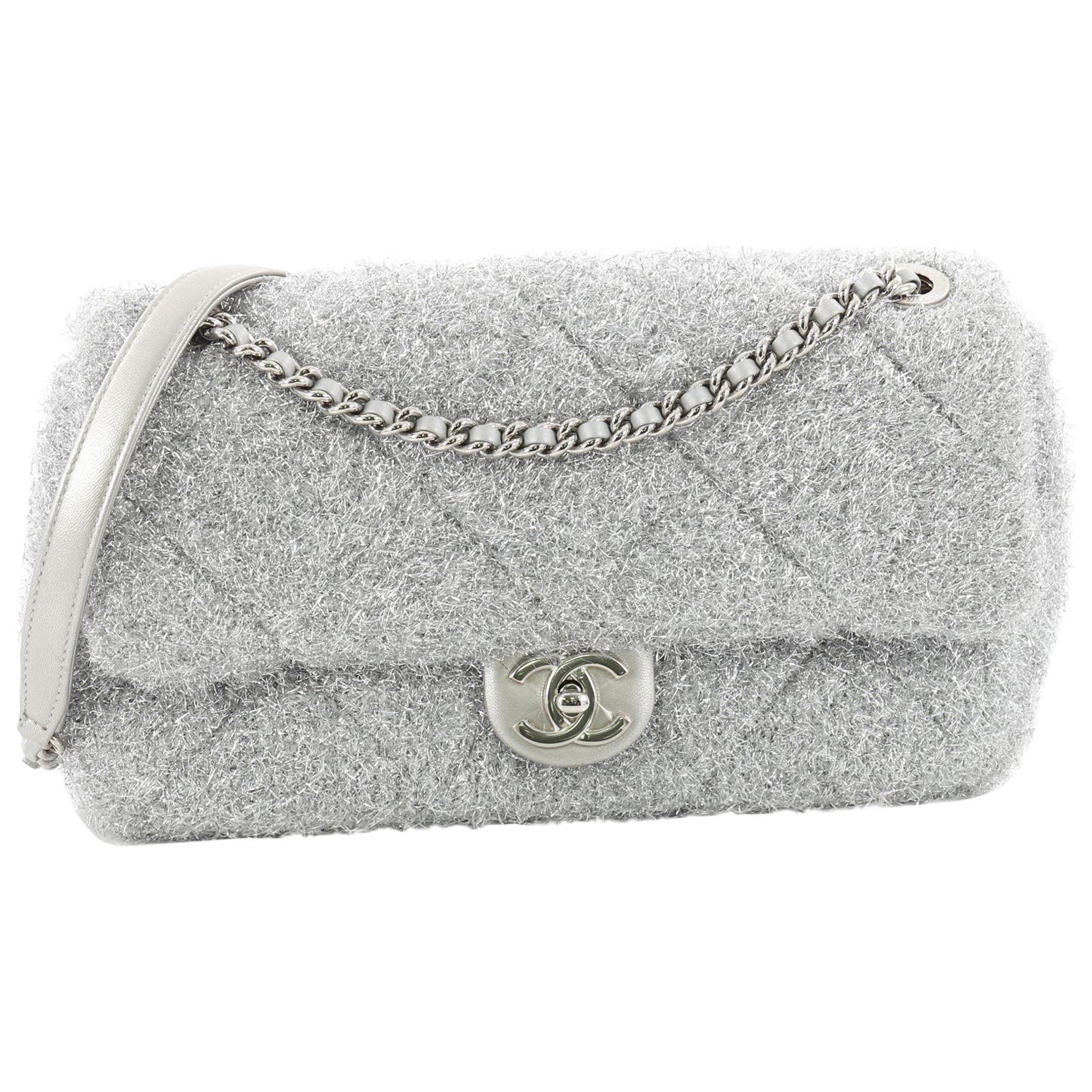 Chanel CC Chain Flap Bag Quilted Knit Pluto Glitter Medium at 1stDibs