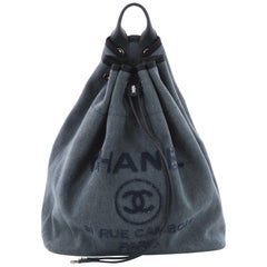 chanel drawstring canvas bag