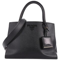 Prada Monochrome Tote Saffiano Leather with City Calfskin Medium 