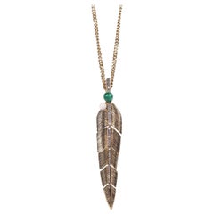 Roberto Cavalli Gold Mini Cuban Link Swarovski Feather Pendant Chain