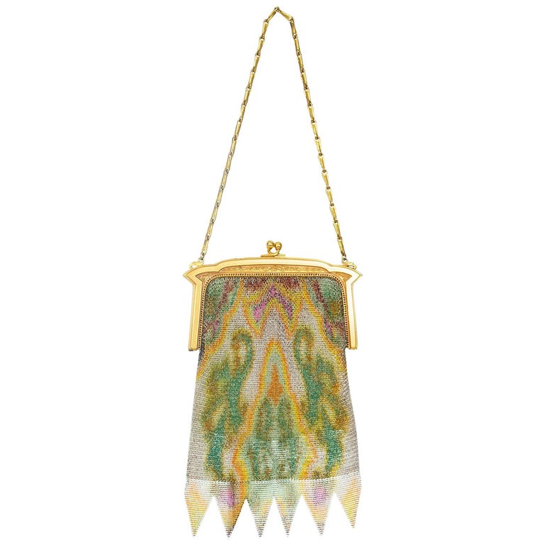 Whiting and Davis Watercolor Dresden Mesh Evening Bag, 1920s at 1stDibs