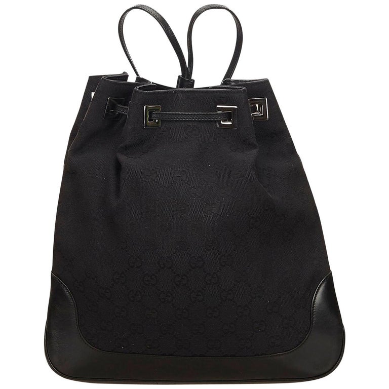 Gucci Black Guccissima Jacquard Drawstring Backpack For Sale at 1stdibs