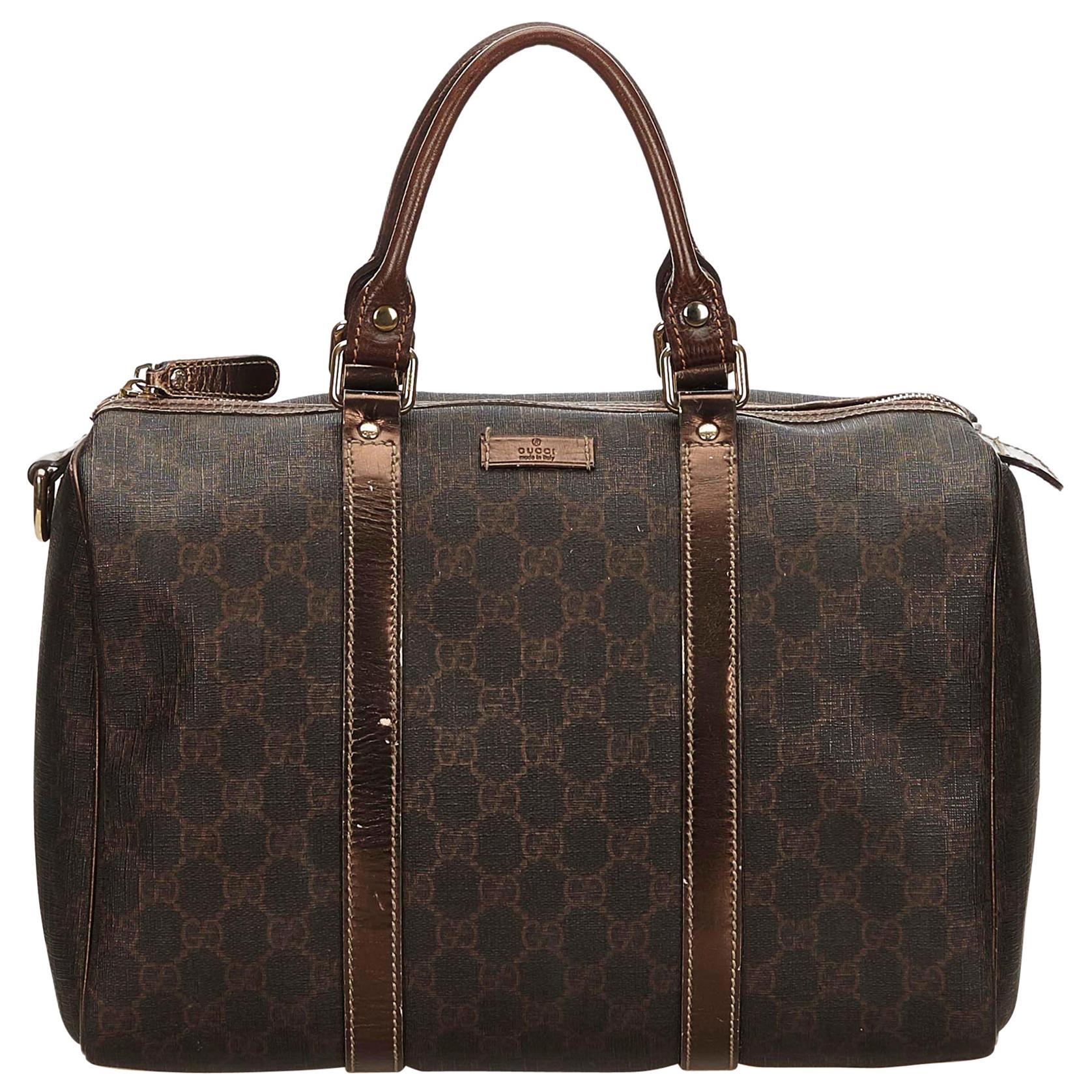 Gucci Brown x Dark Brown Guccissima Joy Boston Bag For Sale