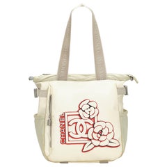Chanel White x Ivory x Gray CC Camellia Sport Line Tote Bag