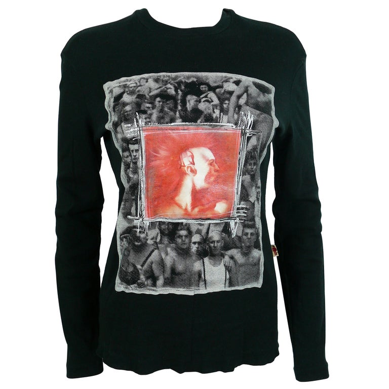 Top Vintage Jean Paul Gaultier Années 80/90 - Imprimé Tattoo Japonais, Rouge, Taille M, Occasion Très Bon État