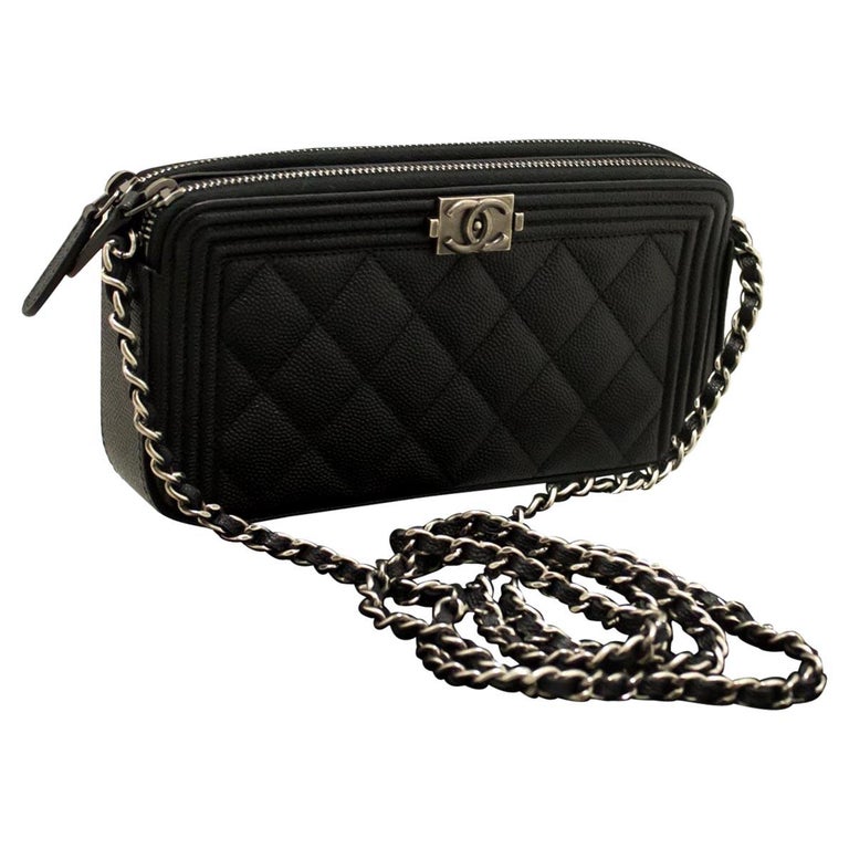 Chanel Boy Caviar Wallet On Chain Zip Chain Shoulder Bag For Sale at