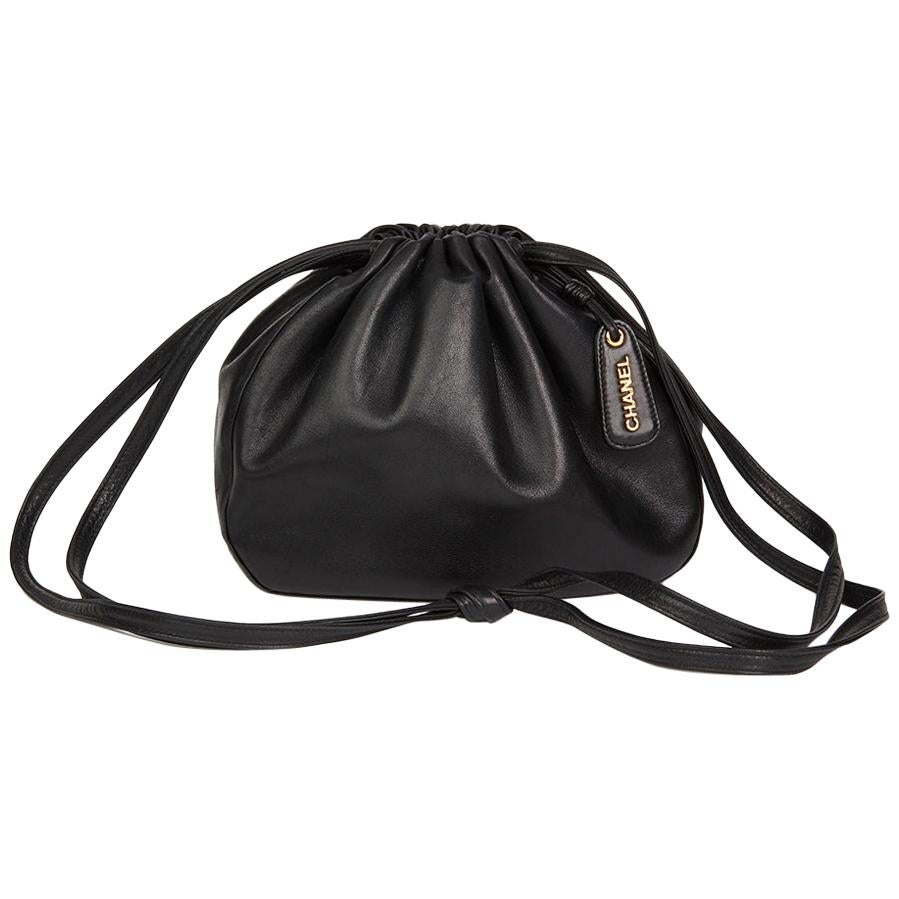 1998 Chanel Black Lambskin Timeless Bucket Bag 