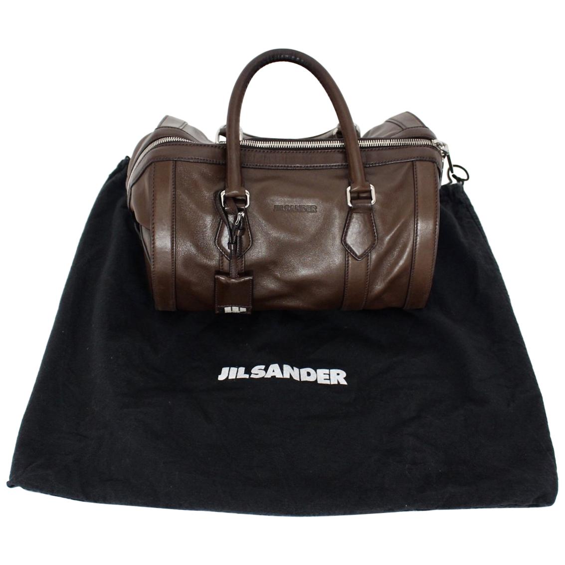 Jil Sander Brown Vintage Leather Handbag  For Sale