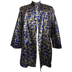 Blue painted and gold lamé Kimono in the manner of Matisse Circa 1960