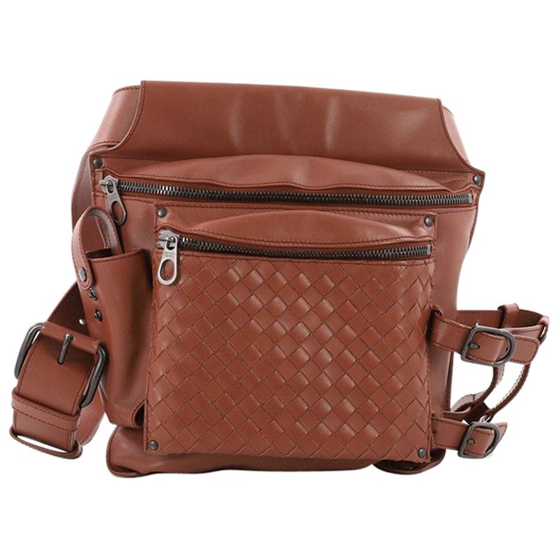 Bottega Veneta Zip Pocket Waist Bag Leather with Intrecciato