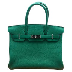 Hermes Vert Vertigo/Vert Vonce Clemence PHW Limited Edition Birkin 30 Bag