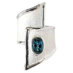 Yianni Creations 1.60 Carat London Blue Topaz Fine Silver 950 Ring