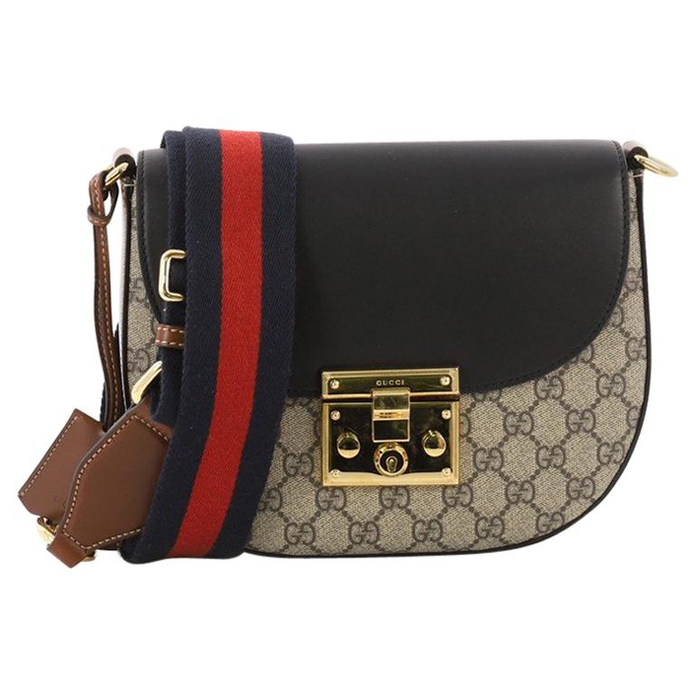 Gucci Padlock Saddle Shoulder Bag GG Coated Canvas and Leather Medium