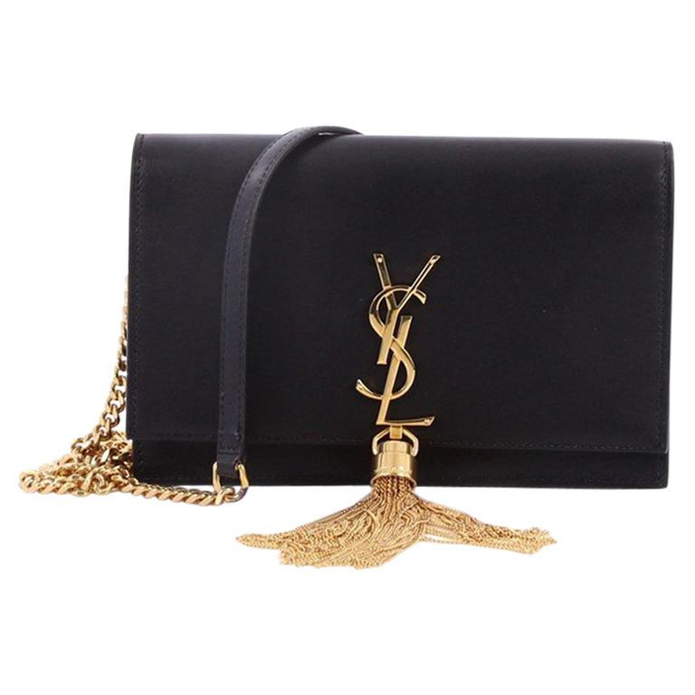 Saint Laurent Classic Monogram Tassel Chain Wallet Leather 