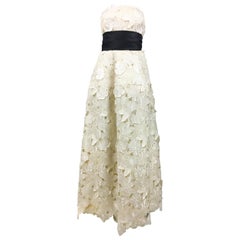 Vintage Givenchy Haute Couture Silk Evening Gown With Embroidered Overlayer, 1985