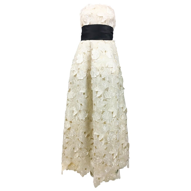 Givenchy Haute Couture Silk Evening Gown With Embroidered Overlayer