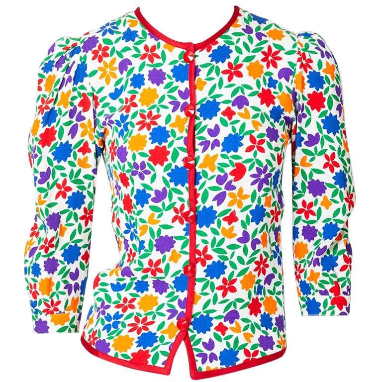 Yves Saint Laurent Rive Gauche Floral Pattern Jacket at 1stDibs