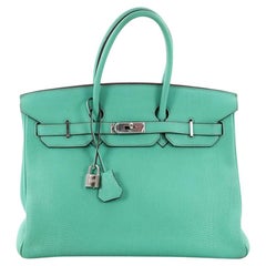 Hermes Birkin Handbag Lagon Blue Togo with Palladium Hardware 35