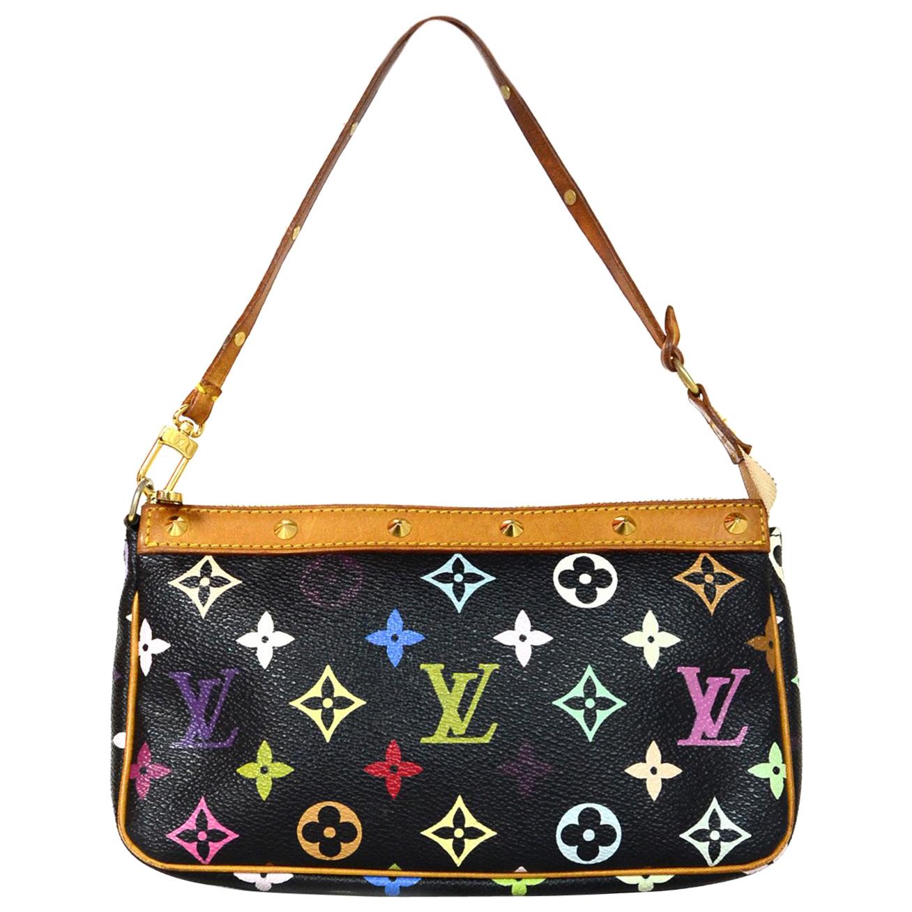 Louis Vuitton, Bags, Louis Vuitton Vintage Mini Pouchette Monogram Patina  Leather Strap Os